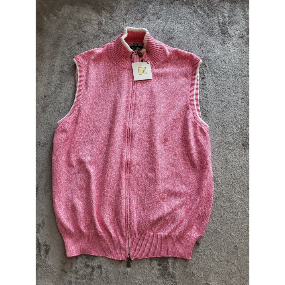 Fedeli Vest Mens Size 54 Sportswear Collection Italy Full Zip Golf Light